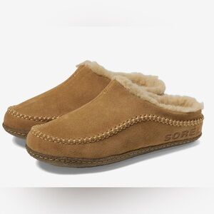 New Sorel Men's Tan Suede Loafers With Sherpa Lining Size 13 Falcon Ridge
